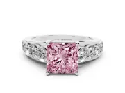 Princess Cut Graduated Engagement Ring Setting for a Fancy Pink Lab-Grown Diamond | Platinum