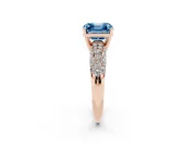 Asscher Cut Multi Row Pave Engagement Ring Setting for a Fancy Blue Lab-Grown Diamond | Rose Gold