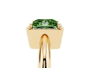 Fancy Green Princess Cut Diamond Halo Engagement Ring Set in Yellow gold with Plain Split Shank and Prong Setting