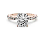 Radiant Cut Pave Engagement Ring Setting | Shared Prong Band | Rose Gold
