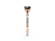 Cushion Cut Pavé Solitaire Engagement Ring Setting for a Black Center | Slim Band | Rose Gold