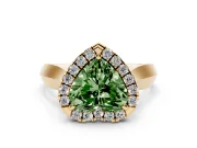 Heart-Shaped Halo Engagement Ring Setting for a Fancy Green Lab-Grown Diamond | Square Profile Band | Yellow Gold