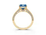 Asscher Cut Hidden Halo Engagement Ring Setting for a Fancy Blue Lab-Grown Diamond | Milgrain Pave | Yellow Gold
