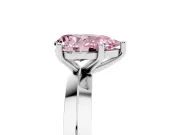 Fancy Pink Pear Cut Diamond Solitaire Engagement Ring Set in White gold with Flat Band and Prong Setting