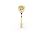 Asscher Cut Cluster Side Stone Engagement Ring Setting for a Fancy Yellow Lab-Grown Diamond | Plain Band | Yellow Gold
