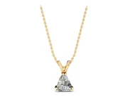 Trillion Cut Diamond Solitaire Pendant Set in Yellow gold with Double Prong Setting