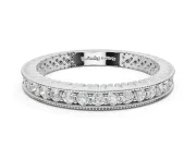 Round Lab-Grown Diamond Milgrain Channel Set Wedding Band | Fluted Gallery | Sterling Silver