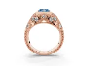 Princess Cut Vintage Bezel Engagement Ring Setting for a Fancy Blue Lab-Grown Diamond | Rose Gold