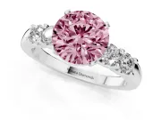 Round Five Stone Engagement Ring Setting for a Fancy Pink Lab-Grown Diamond | Sterling Silver