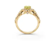 Oval Hidden Halo Filigree Engagement Ring Setting for a Fancy Yellow Lab-Grown Diamond | Yellow Gold
