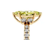 Marquise Side Stone Engagement Ring Setting for a Fancy Yellow Lab-Grown Diamond | Pave Band | Yellow Gold