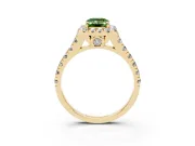 Emerald Cut Accented Halo Engagement Ring Setting for a Fancy Green Lab-Grown Diamond | Yellow Gold