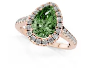 Pear-Shaped Halo Engagement Ring Setting for a Fancy Green Lab-Grown Diamond | Pave Shoulders | Rose Gold