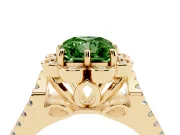Radiant Cut Floral Halo Engagement Ring Setting for a Fancy Green Lab-Grown Diamond | Pavé Split Shank | Yellow Gold
