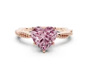 Heart-Shaped Twisted Engagement Ring Setting for a Fancy Pink Lab-Grown Diamond | Beaded Twist | Rose Gold