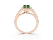 Cushion Cut Split Shank Halo Engagement Ring Setting for a Fancy Green Lab-Grown Diamond | Rose Gold