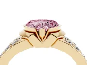 Heart-Shaped Half Bezel Engagement Ring Setting for a Fancy Pink Lab-Grown Diamond | Channel Band | Yellow Gold