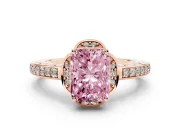 Radiant Cut Floral Pavé Engagement Ring Setting for a Fancy Pink Lab-Grown Diamond | Rose Gold