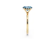 Oval Thin Solitaire Engagement Ring Setting for a Fancy Blue Lab-Grown Diamond | Straight Plain Band | Yellow Gold