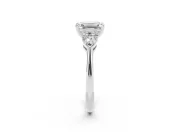 Emerald Cut Three-Stone Engagement Ring Setting | Pear Side Stones | White Gold