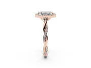 Emerald Cut Halo Engagement Ring Setting | Pavé Twist Band | Rose Gold