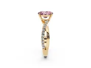 Oval Crossover Engagement Ring Setting for a Fancy Pink Lab-Grown Diamond | Yellow Gold