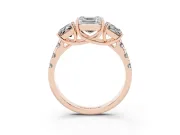 Asscher Cut Three Stone Engagement Ring Setting | Accented Shoulders | Rose Gold