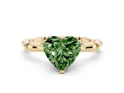 Heart-Shaped Bamboo Engagement Ring Setting for a Fancy Green Lab-Grown Diamond | Yellow Gold