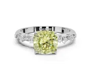 Cushion Cut Graduated Solitaire Engagement Ring Setting for a Fancy Yellow Lab-Grown Diamond | Platinum
