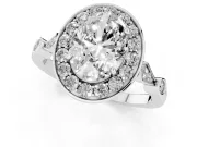 Oval Vintage Halo Engagement Ring Setting | Bezel Station Shoulders | Platinum