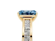 Emerald Cut Channel Engagement Ring Setting for a Fancy Blue Lab-Grown Diamond | Yellow Gold