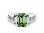 Emerald Cut Half Bezel Engagement Ring Setting for a Fancy Green Lab-Grown Diamond | Platinum