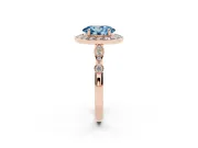 Oval Halo Engagement Ring Setting for a Fancy Blue Lab-Grown Diamond | Bezel Stations | Rose Gold