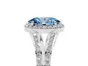 Oval Split Shank Halo Engagement Ring Setting for a Fancy Blue Lab-Grown Diamond | Sterling Silver