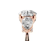 Round Three Stone Engagement Ring Setting | Pear Side Stones | Rose Gold