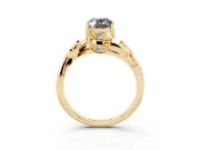 Oval Twisted Bypass Engagement Ring Setting for a Black Center | Accented Leaves | Yellow Gold