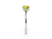 Fancy Yellow Princess Cut Diamond Solitaire Engagement Ring Set in Platinum with Prong Setting and Polished Band