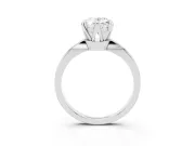 Oval Cut Diamond Solitaire Engagement Ring Set in White gold with Slim Tapered Solitaire Band