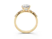 Princess Cut Diamond Cluster Solitaire Ring Set in Yellow gold with Prong Setting