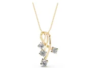 Round Lab-Grown Diamond Cascading Curve Pendant Necklace | Ribbon Loop Top | Yellow Gold