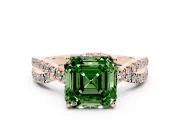 Asscher Cut Twisted Pave Engagement Ring Setting for a Fancy Green Lab-Grown Diamond | Split Shank | Rose Gold