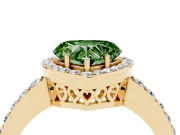 Heart-Shaped Halo Pave Engagement Ring Setting for a Fancy Green Lab-Grown Diamond | Heart Cutout Gallery | Yellow Gold