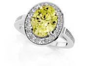 Oval Halo Engagement Ring Setting for a Fancy Yellow Lab-Grown Diamond | Polished Halo Rim | White Gold