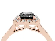 Emerald Cut Halo Engagement Ring Setting for a Black Center | Flat Tapered Band | Rose Gold