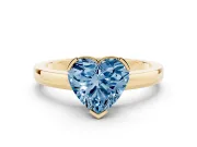 Heart-Shaped Solitaire Engagement Ring Setting for a Fancy Blue Lab-Grown Diamond | Flat Tab Prongs | Yellow Gold
