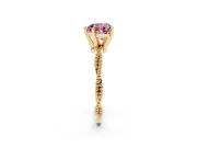 Fancy Pink Heart Cut Diamond Solitaire Ring Set in Yellow gold with Twisted Band and Bead Prong Setting