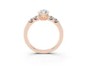 Marquise Cut Diamond Five-Stone Prong Set Engagement Ring Set in Rose gold with Channel Band