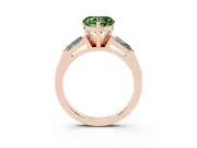 Fancy Green Heart Cut Diamond Solitaire Ring Set in Rose gold with Tapered Baguette Side Stones and Prong Setting