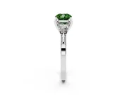 Cushion Cut Hidden Halo Three Stone Engagement Ring Setting for a Fancy Green Lab-Grown Diamond | White Gold