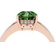Cushion Cut Pave Solitaire Engagement Ring Setting for a Fancy Green Lab-Grown Diamond | Accented Basket | Rose Gold